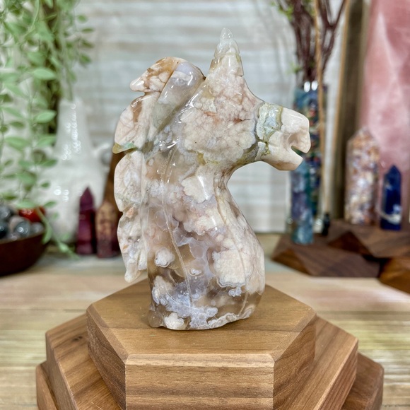 Other - 0956 Flower Agate Crystal Unicorn Carving